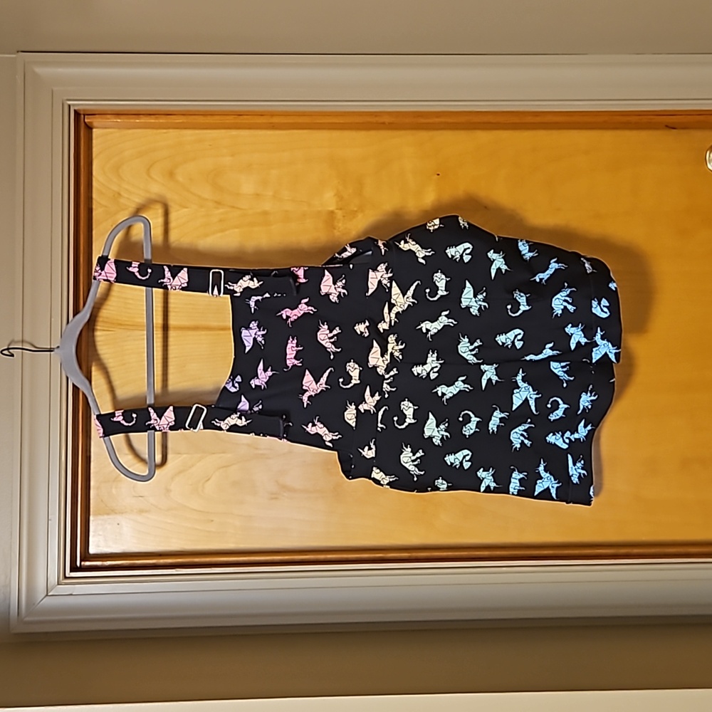 Mythological origami black shorts overalls